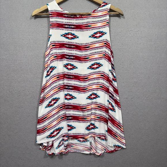 Vintage Rod's Western Wear Striped Aztec Print Tank Top Large Cowgirl Equestrian - Picture 1 of 6